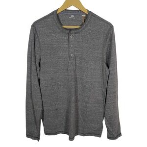 NWT AG Adriano Goldschmied Mens Long Sleeve Henley Shirt Gray Heather Size Small